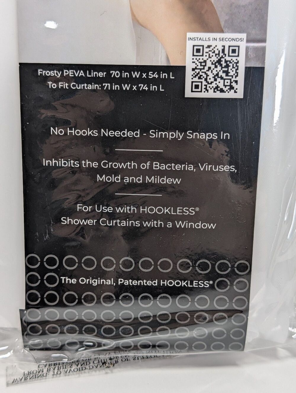 NEW Hookless It'S a Snap! Plastic PEVA Snap In Replacement Shower Curtain Liner - Picture 12 of 12